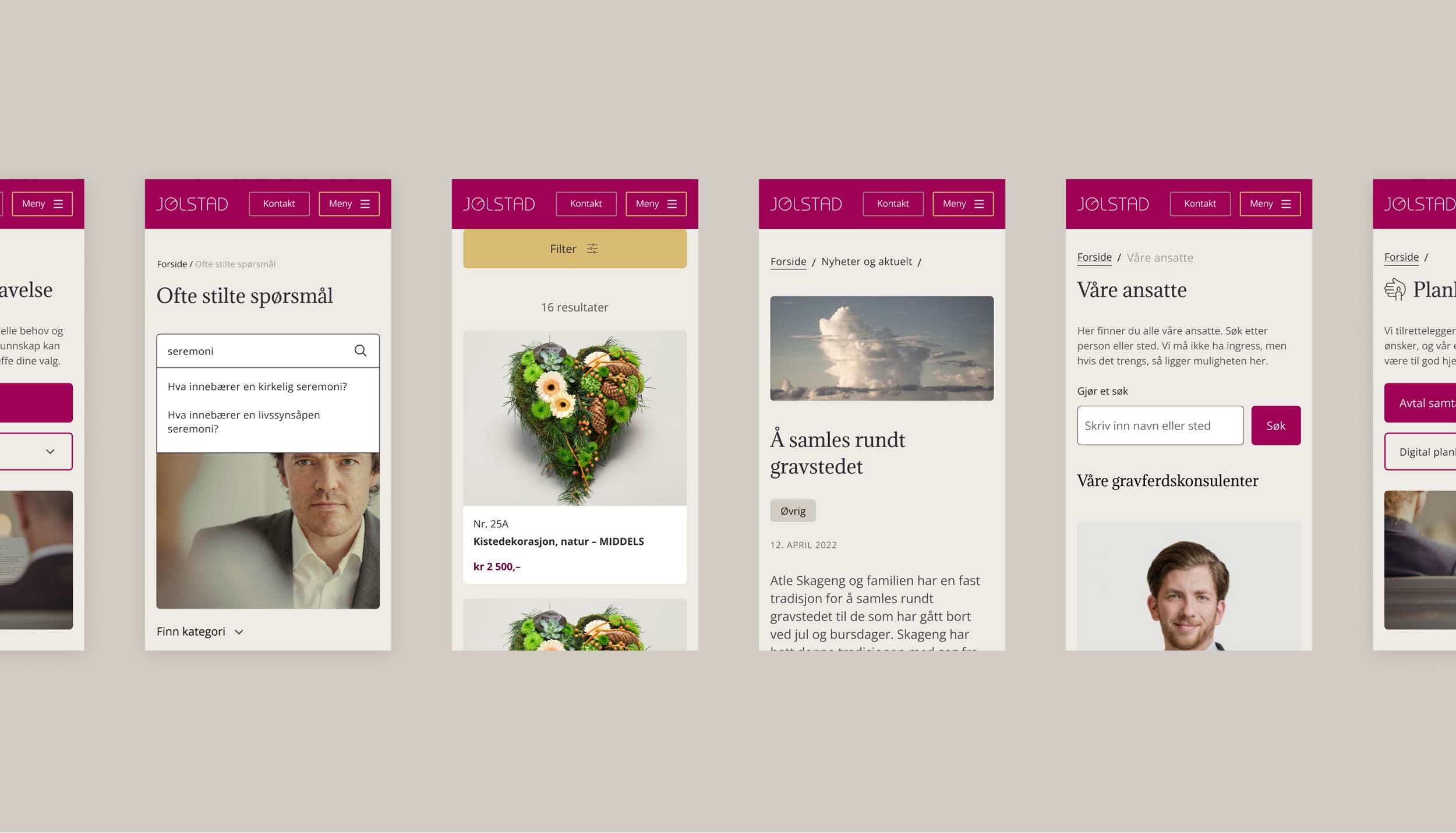 Mobilskjermer som Jølstad sin nettside.