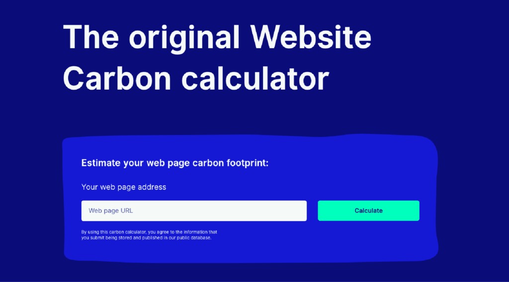Bilde av nettsted der man kan måle karbonavtrykk.
