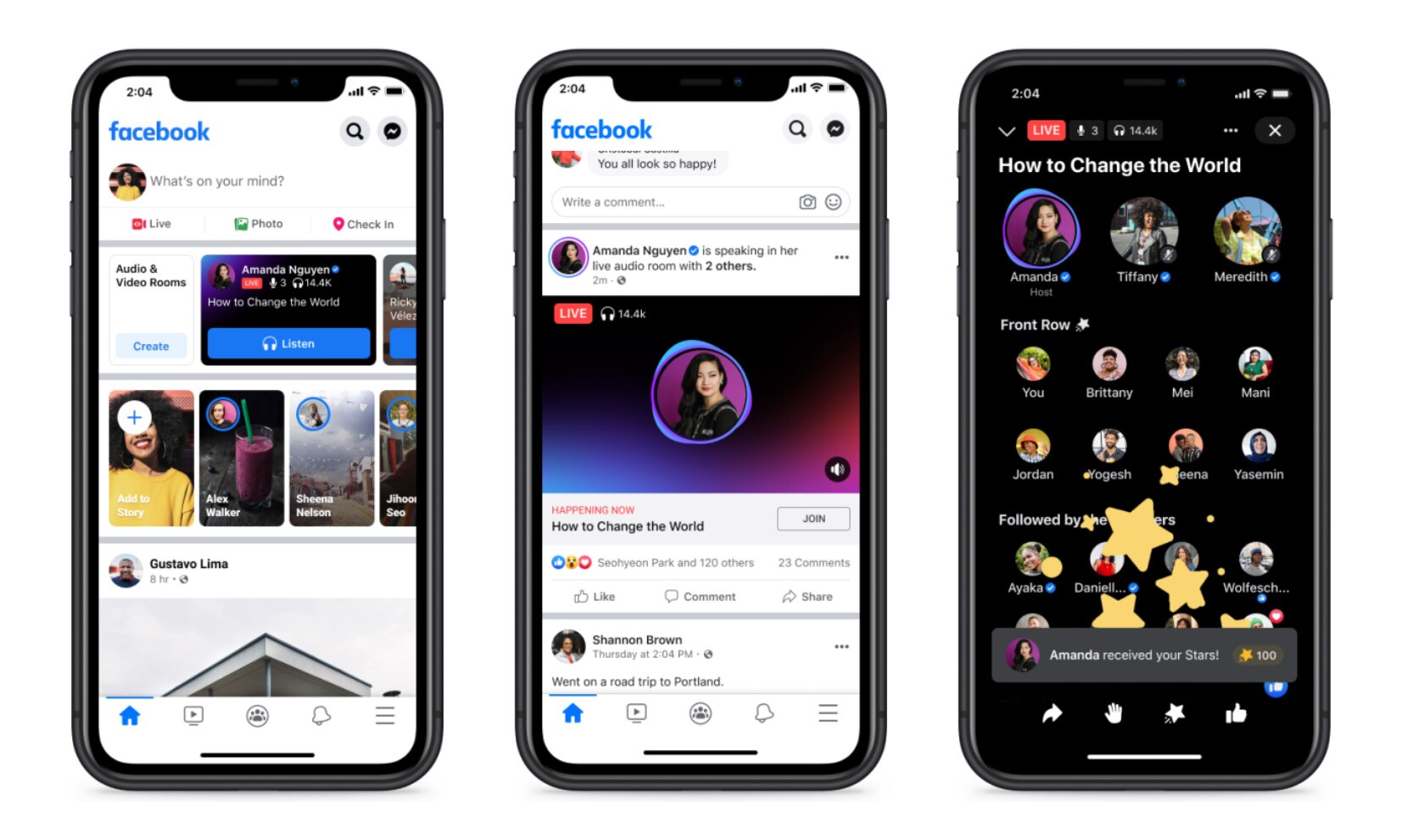 Mobil visning av funksjoner i Facebook sin app