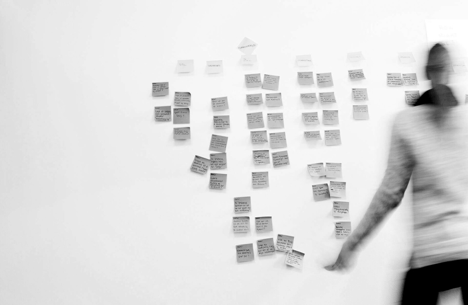 Post-it lapper på en tavle.