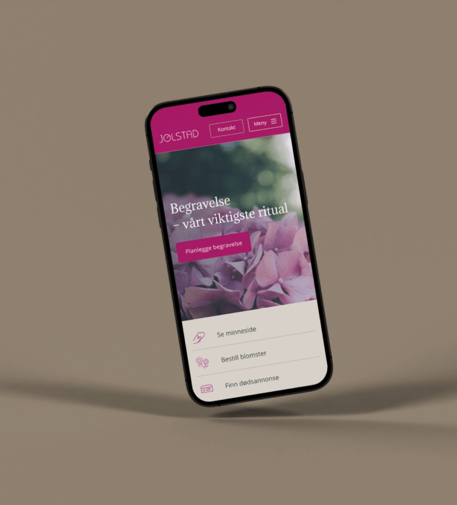 Mobiltelefon viser forsiden til Jølstad.