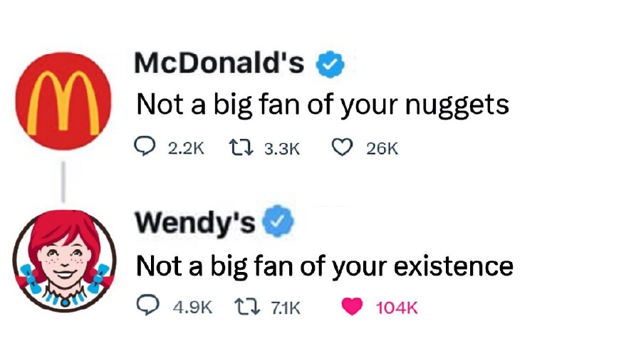 Wendy's med morsomme comebacks på Twitter