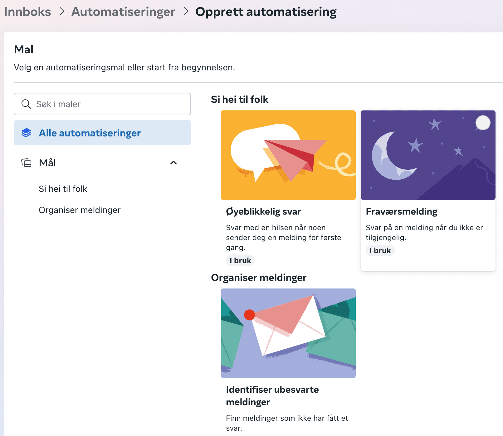 Oppsett av automatisk svar på Facebook Messenger