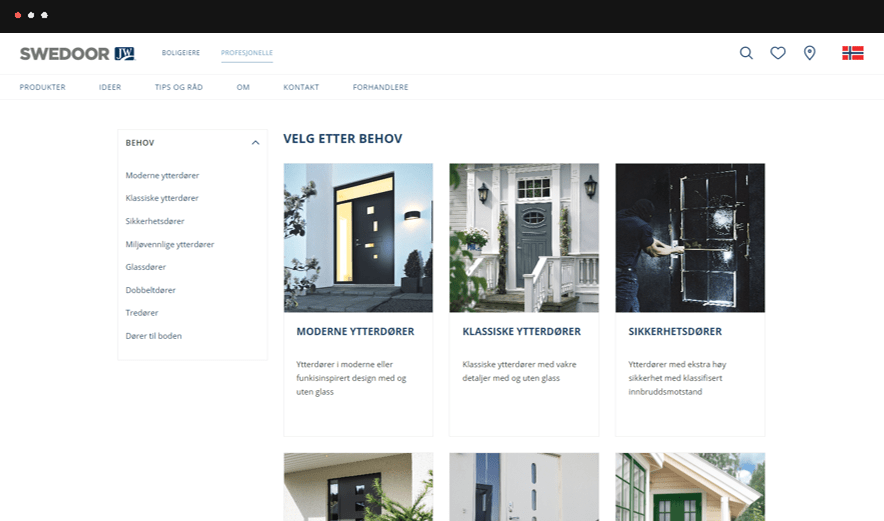 Forside for ytterdører fra SWedoor
