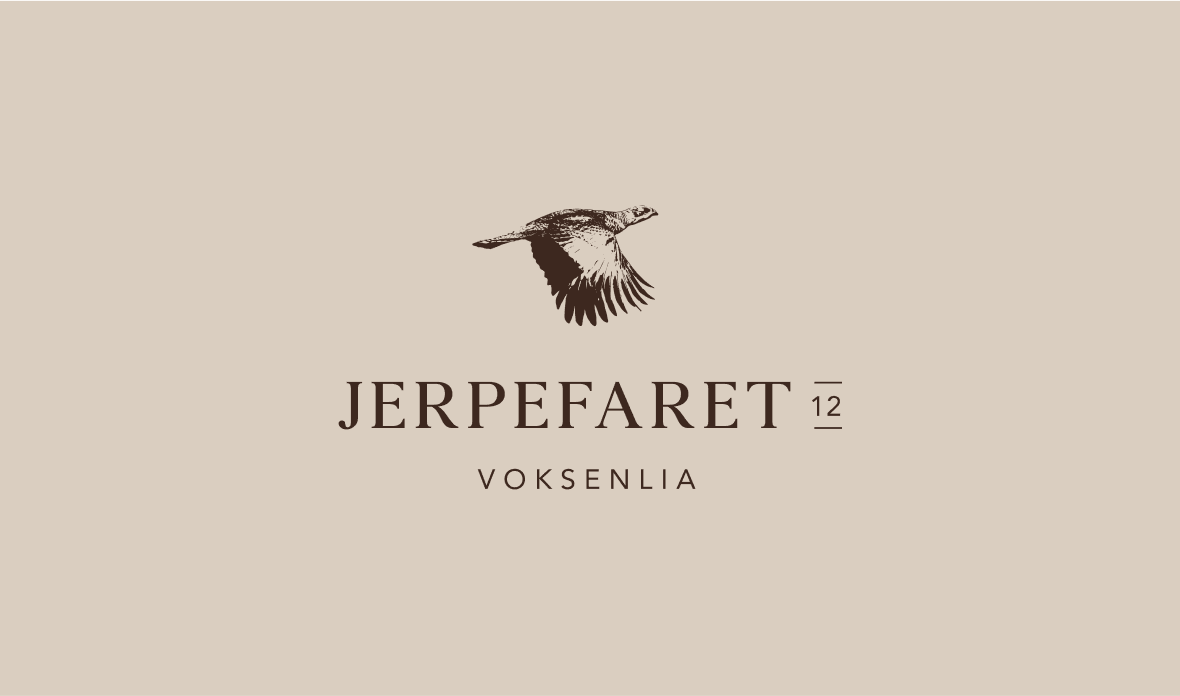 Jerpefaret logo på beige farget bakgrunn, illustrasjon.