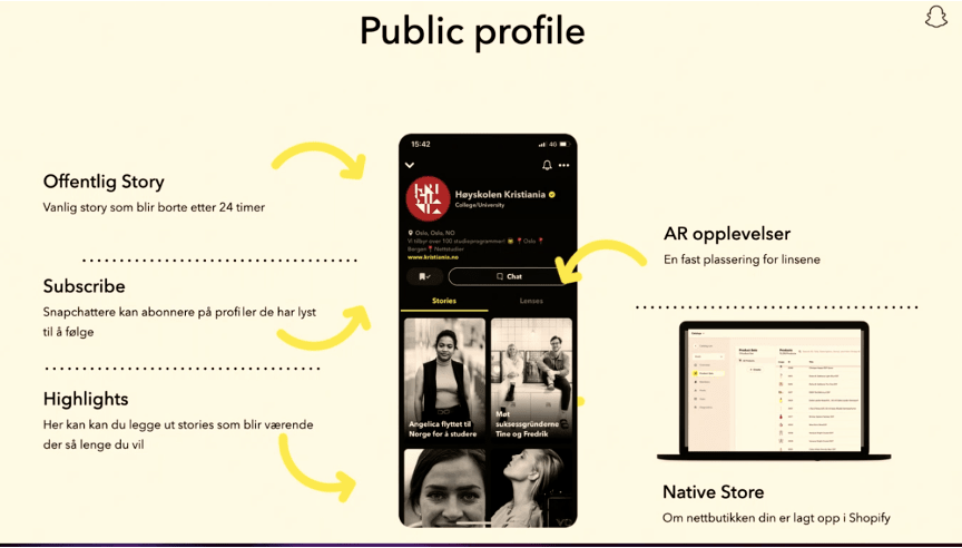 Visning av bedriftsvisning i Snapchat